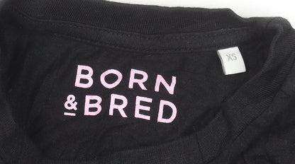 Womens UK Size XS Born & Bred Black Cropped T-Shirt