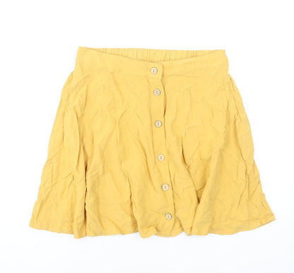 New Look Women’s Yellow A-Line Short Button Skirt UK 10