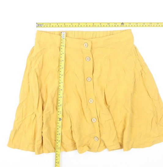 New Look Women’s Yellow A-Line Short Button Skirt UK 10