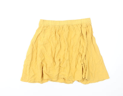New Look Women’s Yellow A-Line Short Button Skirt UK 10