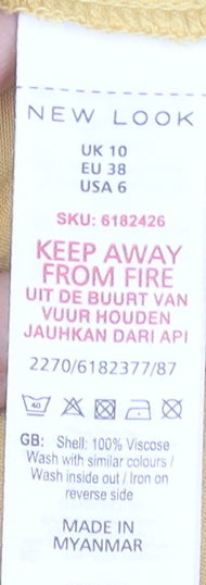 New Look Women’s Yellow A-Line Short Button Skirt UK 10