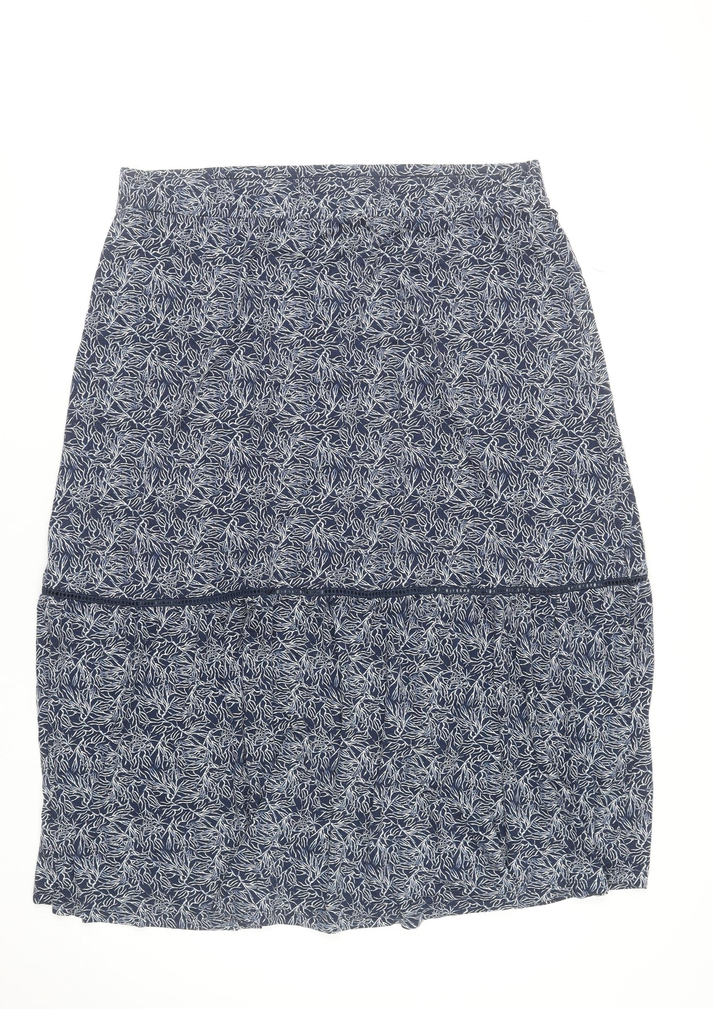 Autonomy Womens Blue Floral A-Line Viscose Skirt Size L