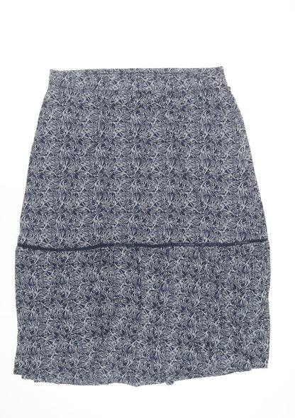 Autonomy Womens Blue Floral A-Line Viscose Skirt Size L