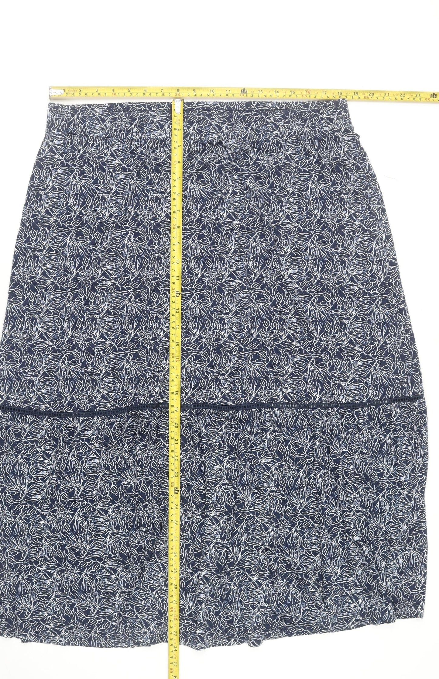 Autonomy Womens Blue Floral A-Line Viscose Skirt Size L