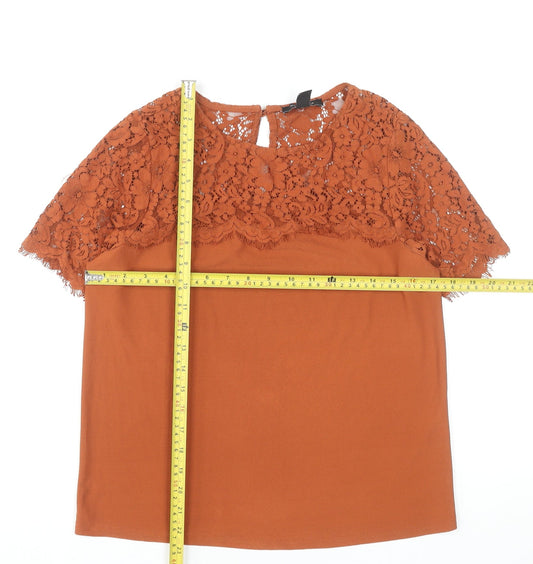 Womens UK Size 10 New Look Brown Tunic Blouse