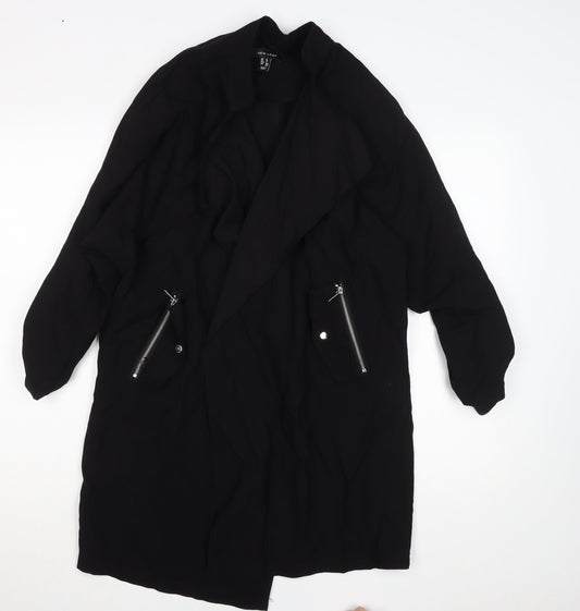New Look Women’s Black Long Trench Coat Size 8 Regular Fit