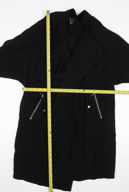 New Look Women’s Black Long Trench Coat Size 8 Regular Fit
