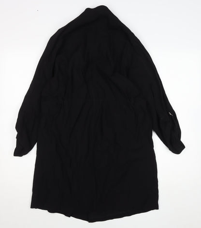 New Look Women’s Black Long Trench Coat Size 8 Regular Fit