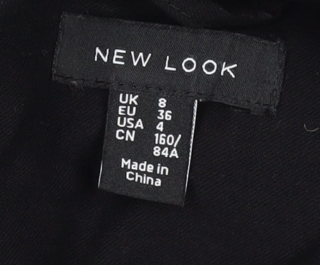 New Look Women’s Black Long Trench Coat Size 8 Regular Fit