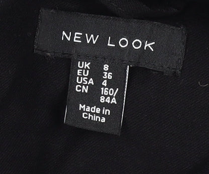 New Look Women’s Black Long Trench Coat Size 8 Regular Fit