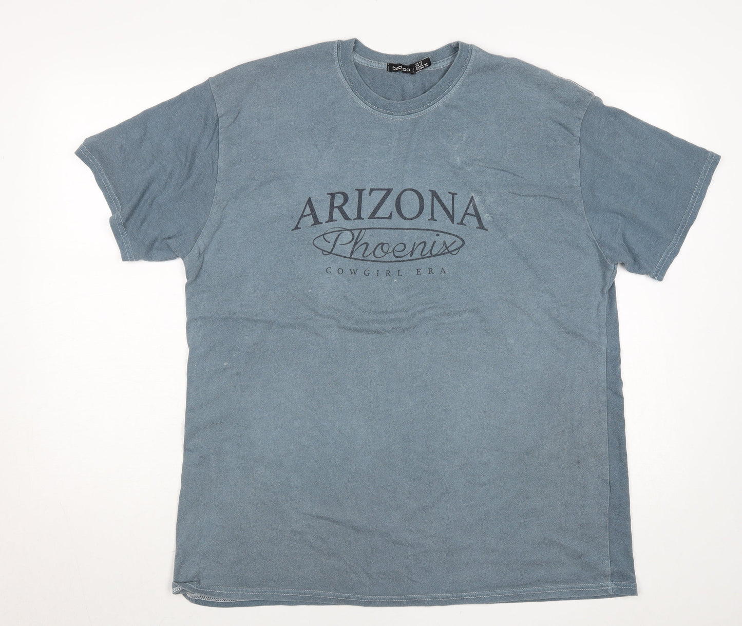 Boohoo Women's Blue Arizona Print Cotton T-Shirt Size 12