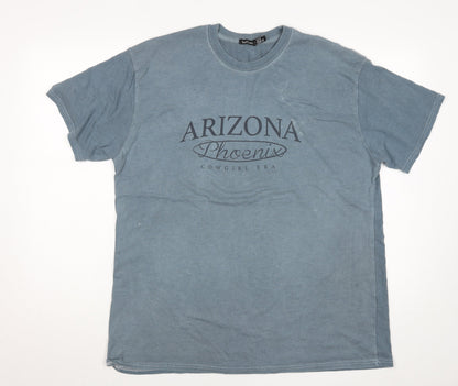 Boohoo Women's Blue Arizona Print Cotton T-Shirt Size 12