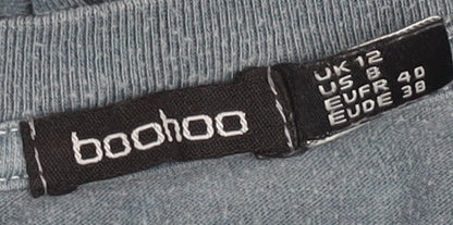 Boohoo Women's Blue Arizona Print Cotton T-Shirt Size 12