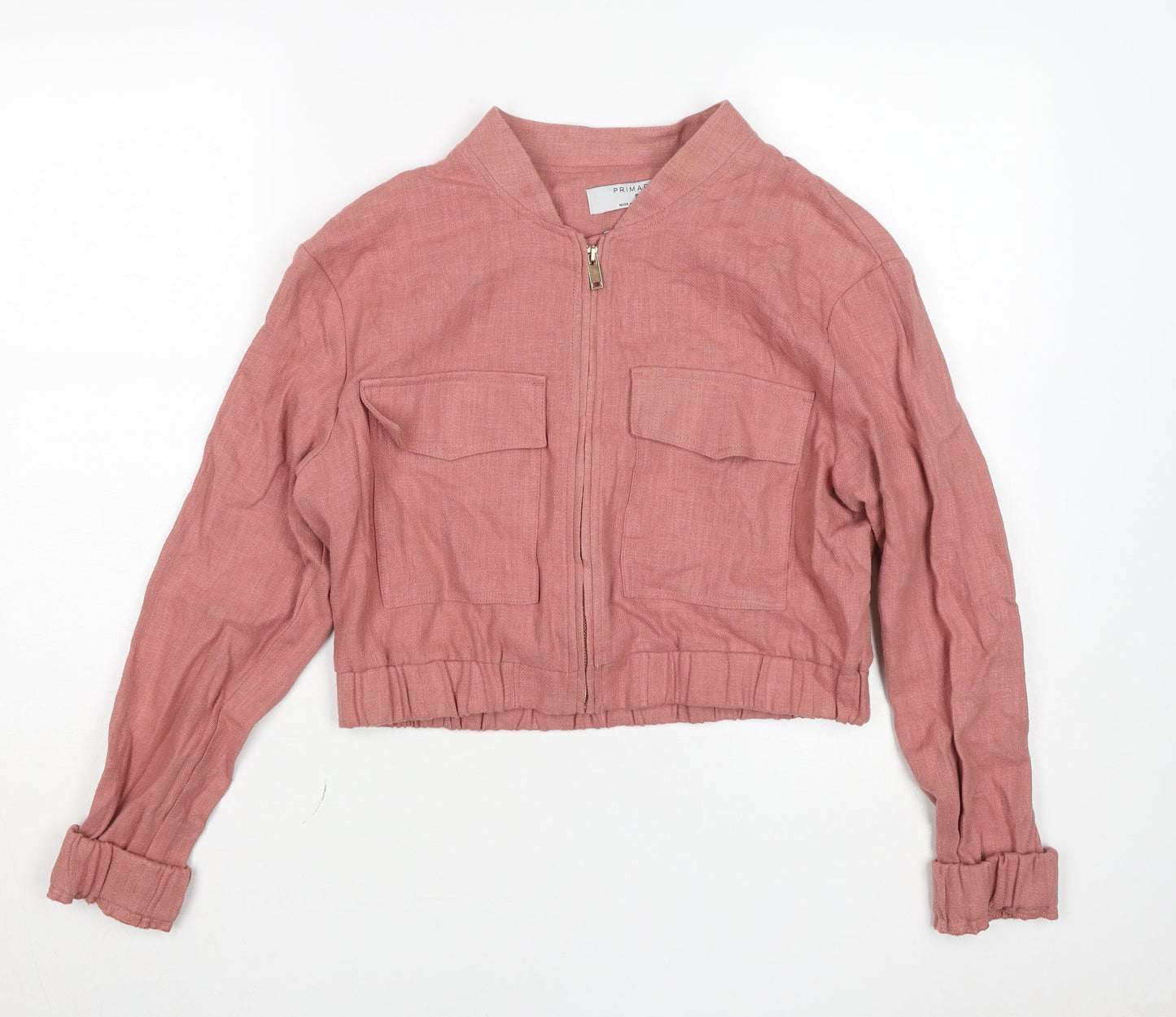 Primark Women’s Pink Cropped Bomber Jacket Size S Casual Spring