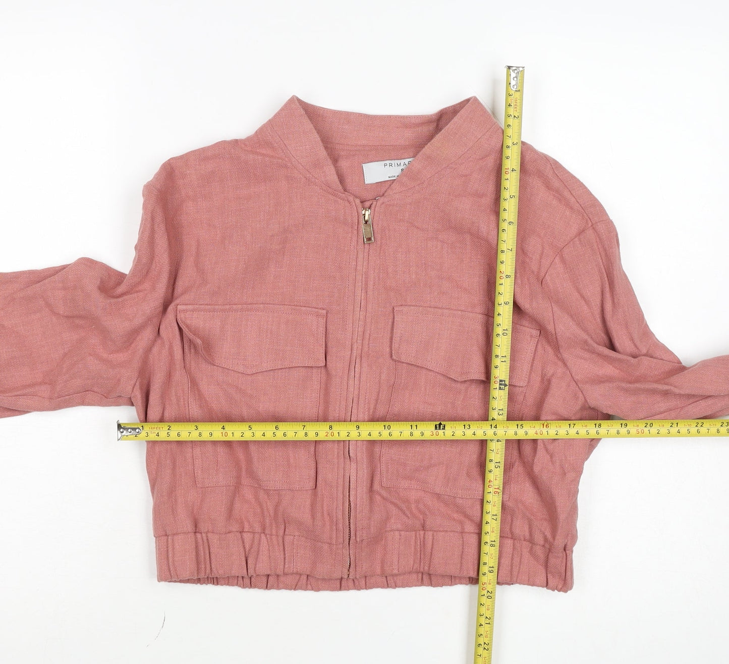 Primark Women’s Pink Cropped Bomber Jacket Size S Casual Spring