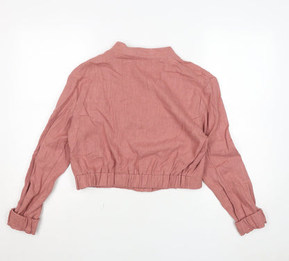 Primark Women’s Pink Cropped Bomber Jacket Size S Casual Spring