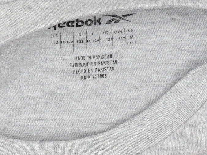 Girls UK Size 11-12 Years Reebok Grey Basic T-Shirt