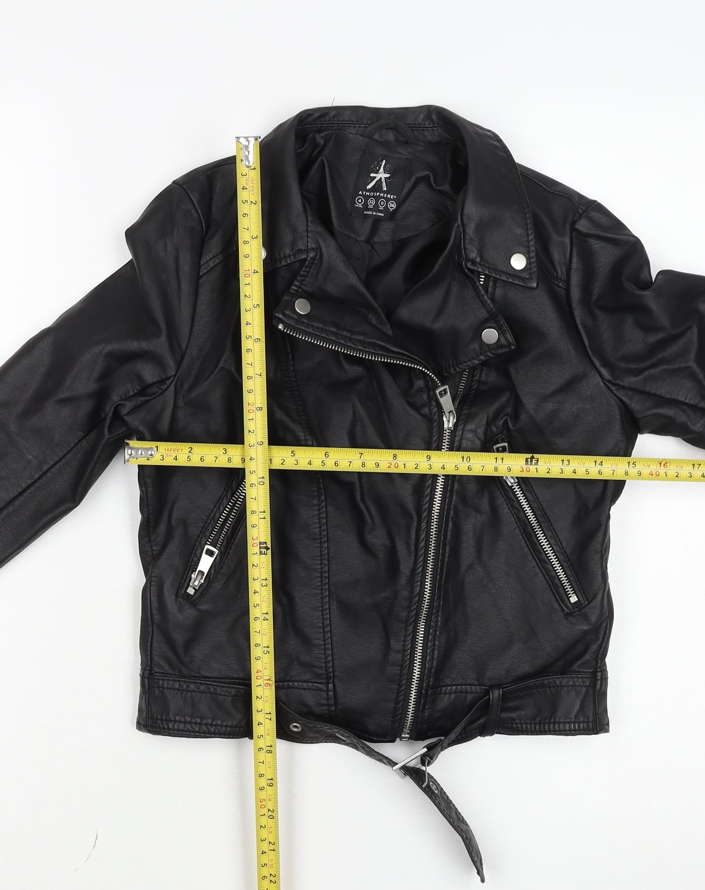 Womens UK Size 4 Atmosphere Black Biker Coat