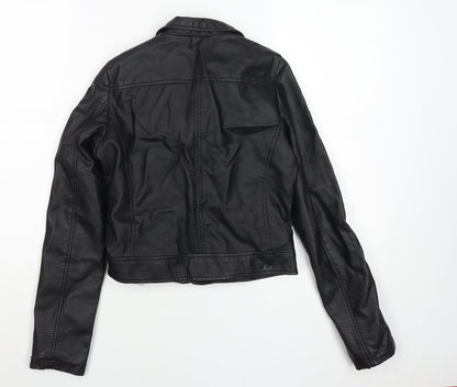 Womens UK Size 4 Atmosphere Black Biker Coat