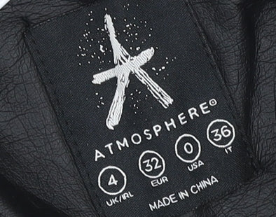 Womens UK Size 4 Atmosphere Black Biker Coat