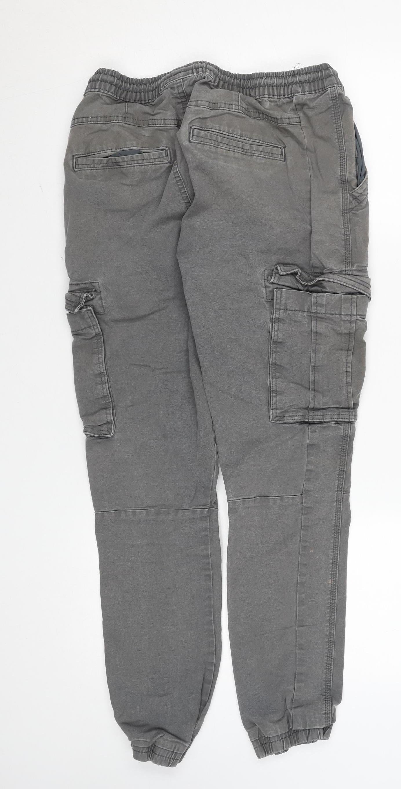 Denim Co. Men's Grey Cargo Cuffed Jogger Trousers Size S