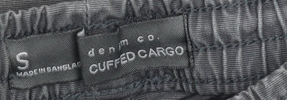 Denim Co. Men's Grey Cargo Cuffed Jogger Trousers Size S