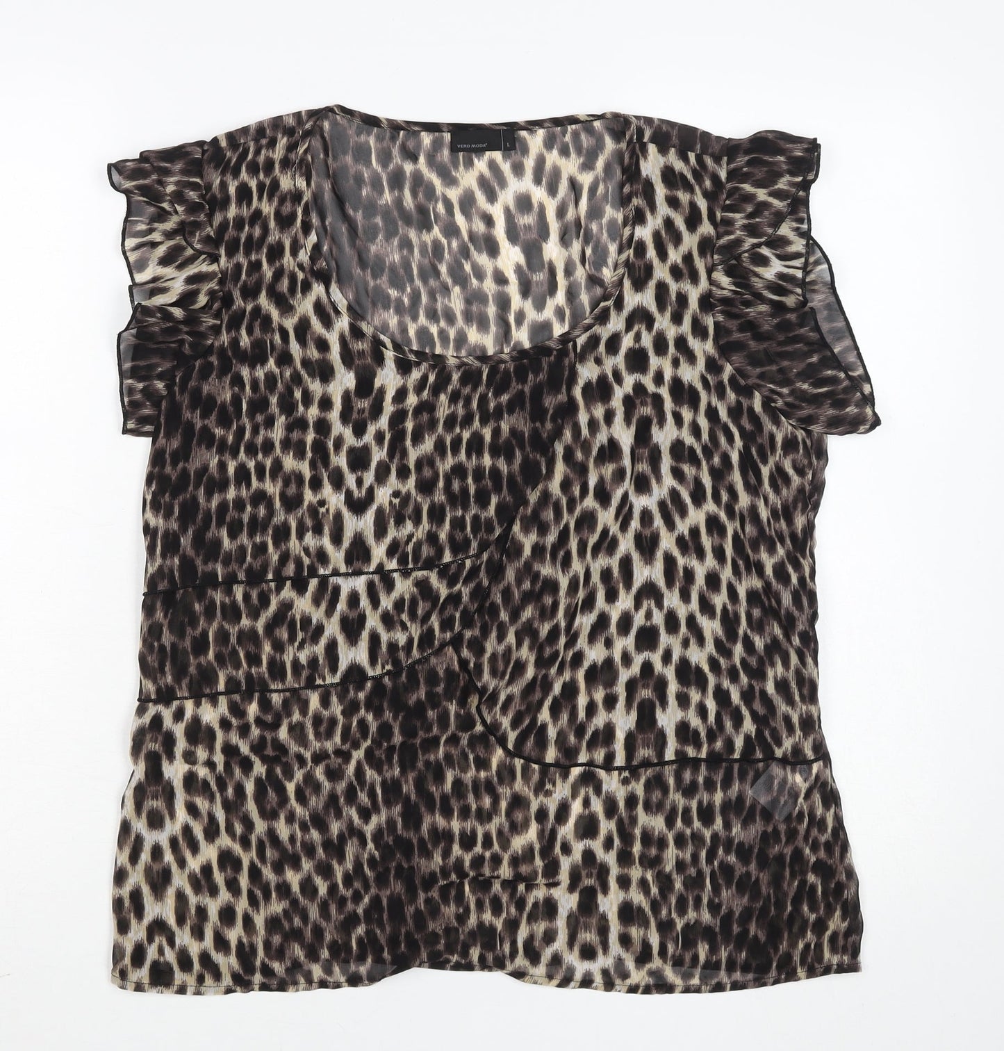Womens UK Size L VERO MODA Brown Tunic Blouse