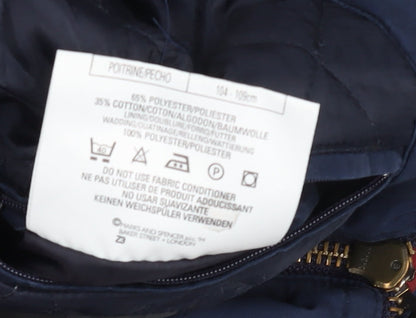 Marks and Spencer Men's Blue L 41-43" Parka Jacket Polyester Cotton