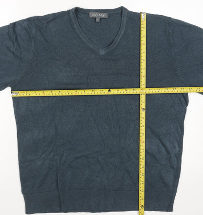 Marks and Spencer Mens Blue Acrylic V-Neck Jumper Size L