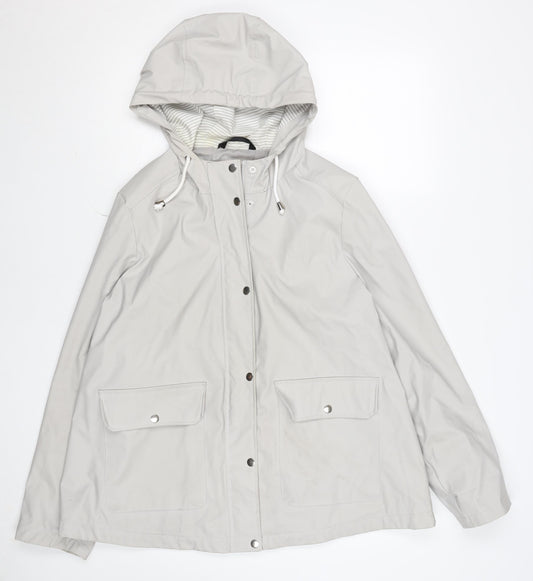 Dunnes Women Beige Hooded Rain Coat Jacket Size 16
