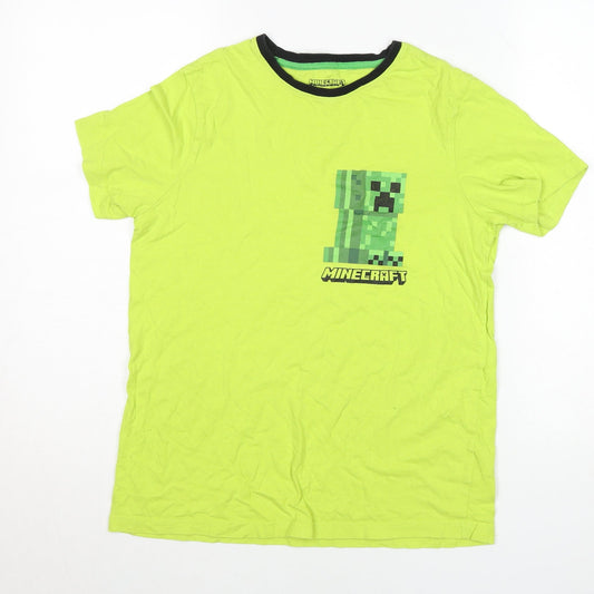 Boys UK Size 13-14 Years Minecraft Green Basic T-Shirt