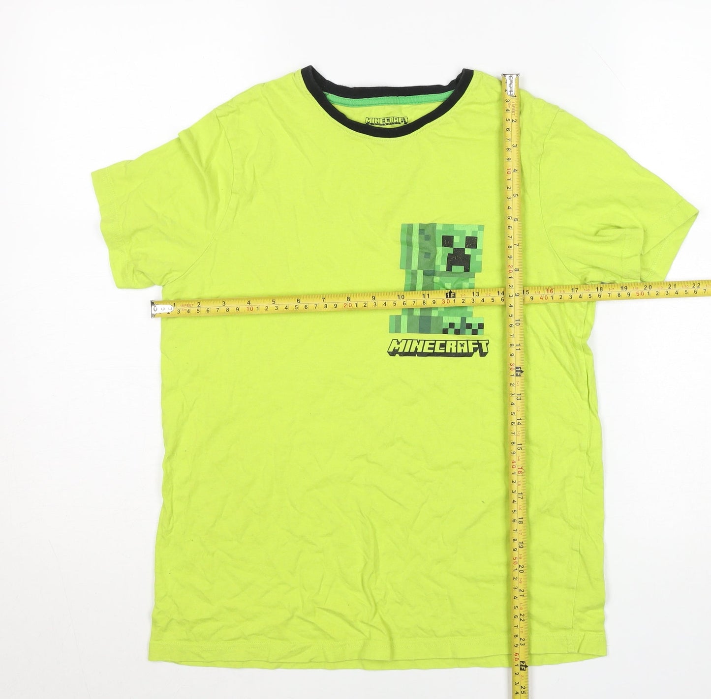 Boys UK Size 13-14 Years Minecraft Green Basic T-Shirt