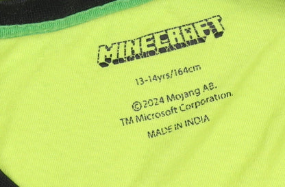 Boys UK Size 13-14 Years Minecraft Green Basic T-Shirt