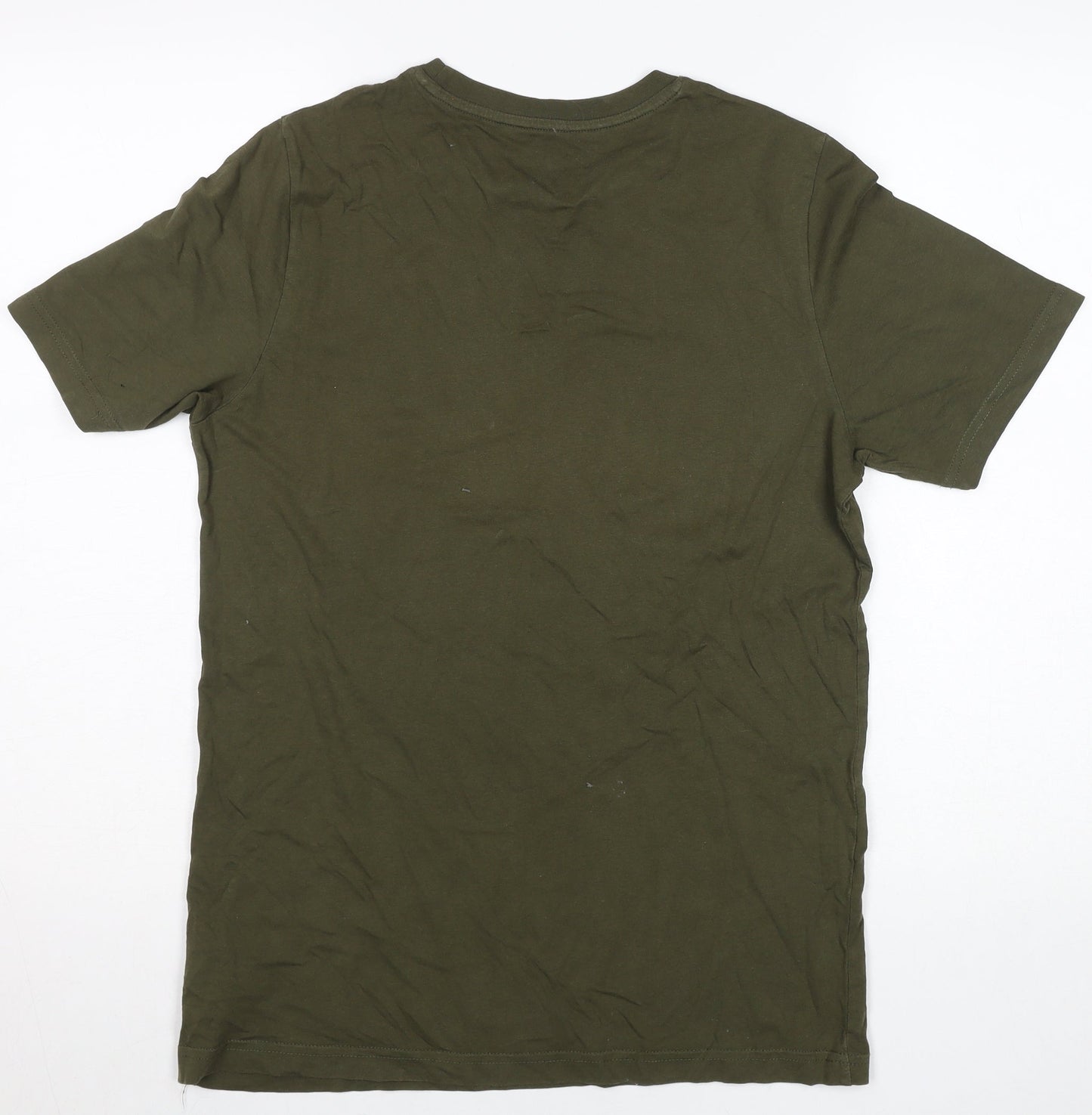 Puma Men's Green Cotton Graphic Logo Regular Fit T-Shirt Size S