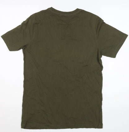 Puma Men's Green Cotton Graphic Logo Regular Fit T-Shirt Size S