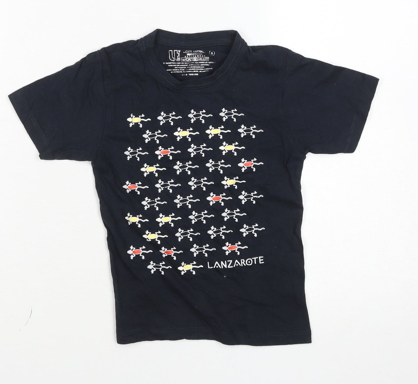 Boys UK Size 6 Years Lanzatextil Black Basic T-Shirt