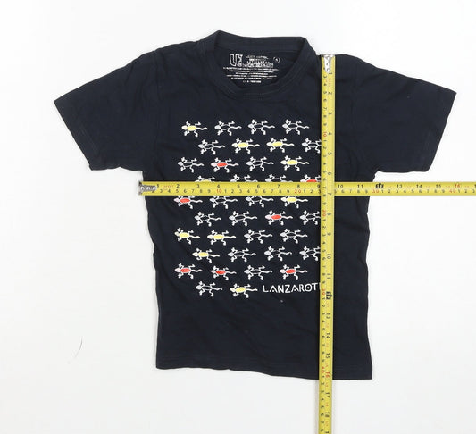 Boys UK Size 6 Years Lanzatextil Black Basic T-Shirt
