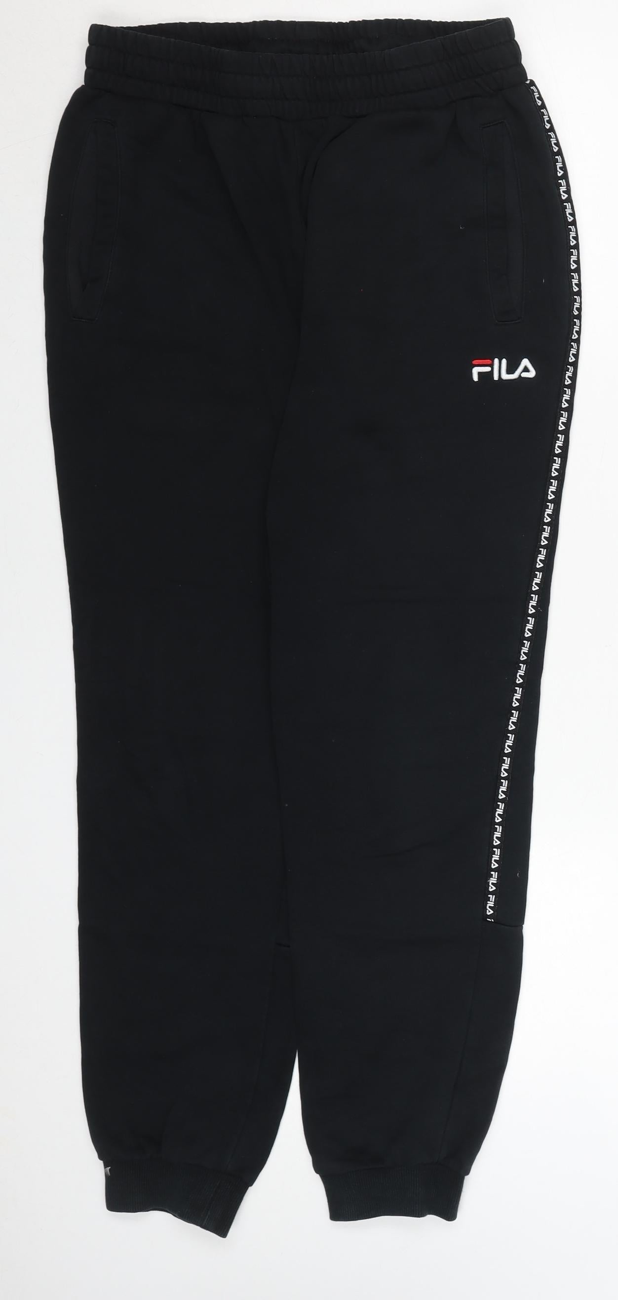 Mens UK Size S FILA Regular Fit Jogger Black Trousers