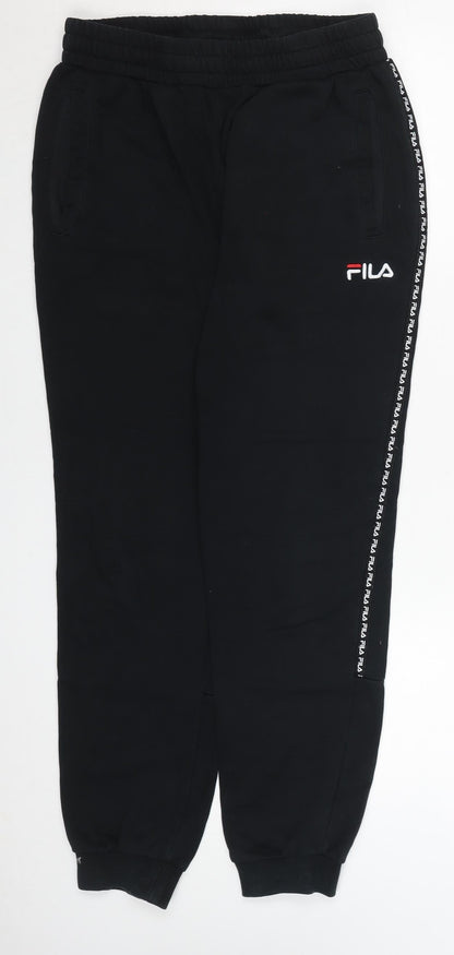 Mens UK Size S FILA Regular Fit Jogger Black Trousers