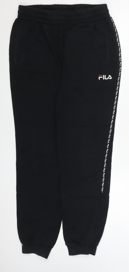 Mens UK Size S FILA Regular Fit Jogger Black Trousers