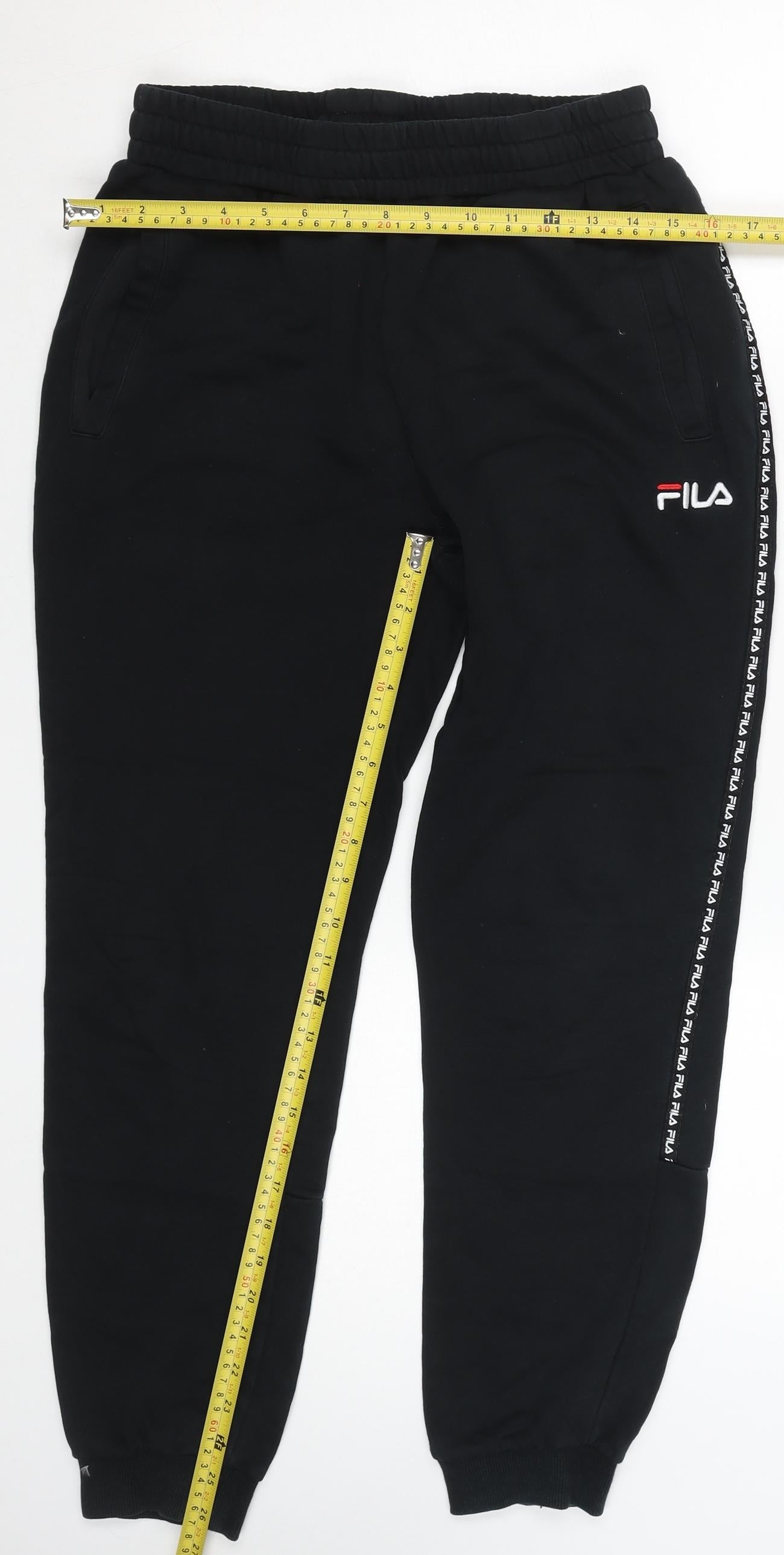 Mens UK Size S FILA Regular Fit Jogger Black Trousers
