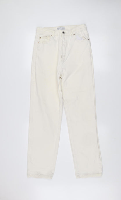 Primark Women Ivory Straight Jeans Size 8 Regular Fit Denim