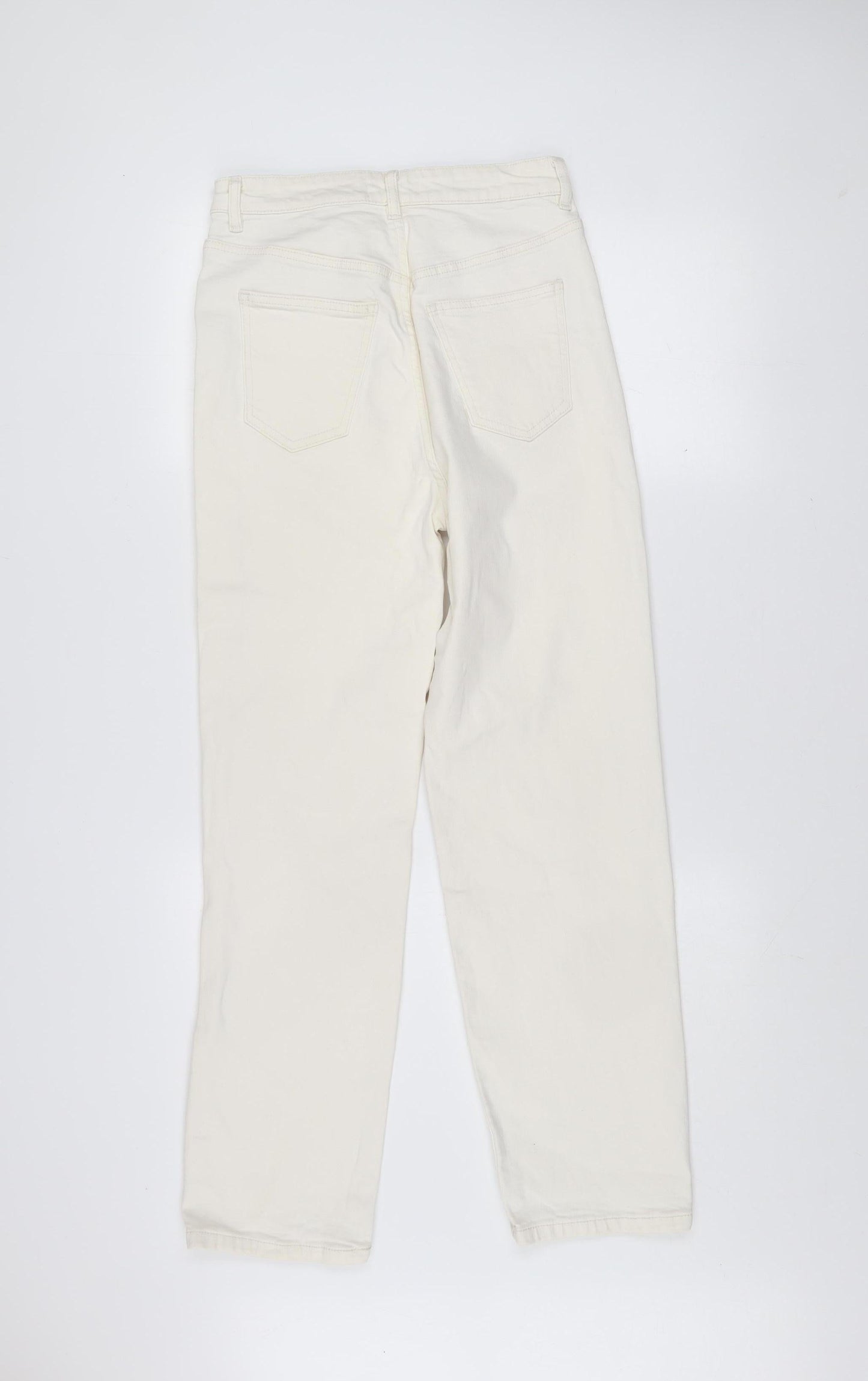 Primark Women Ivory Straight Jeans Size 8 Regular Fit Denim