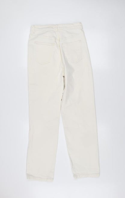 Primark Women Ivory Straight Jeans Size 8 Regular Fit Denim