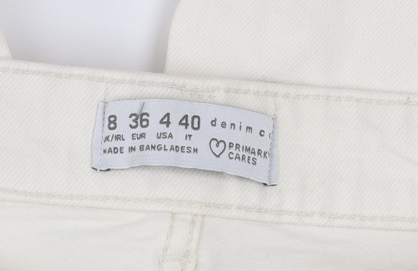 Primark Women Ivory Straight Jeans Size 8 Regular Fit Denim