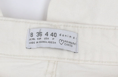 Primark Women Ivory Straight Jeans Size 8 Regular Fit Denim