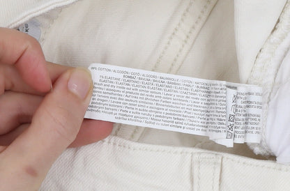 Primark Women Ivory Straight Jeans Size 8 Regular Fit Denim