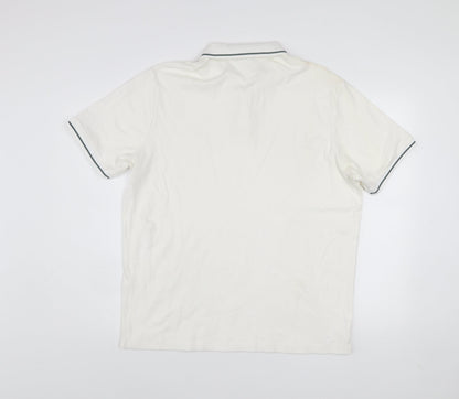 Zara Men's White XL Cotton Short Sleeve Polo Shirt