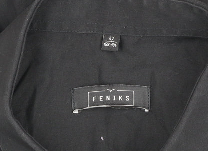 FENIKS Men's Black Long Sleeve Cotton Button-Up Shirt Size 47