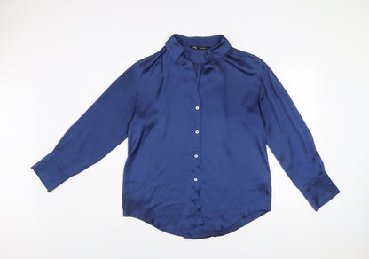 Womens UK Size S Zara Blue Basic Blouse